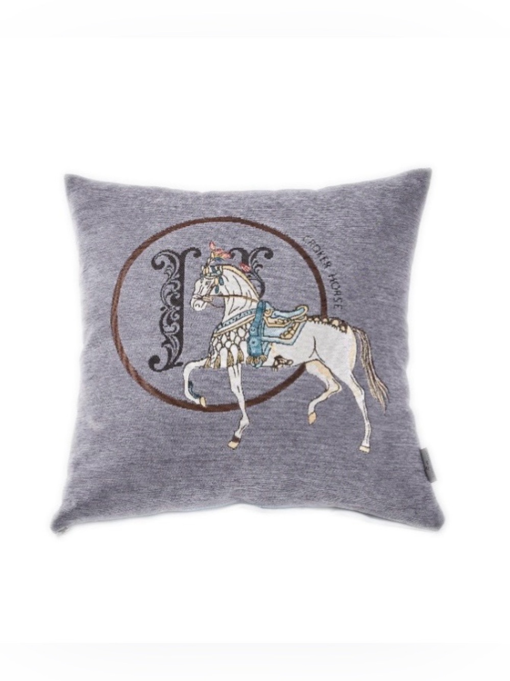 Croker Horse Chenille Jacquard Pillow Covers SQUARE 18x18” (2-pack) GRAY
